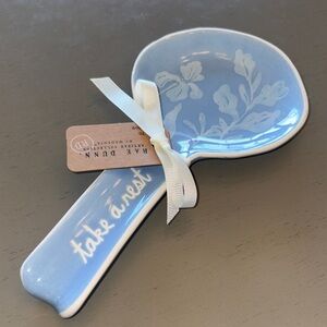 Rae Dunn Take Care Light Blue Spoon Rest with Floral Motif